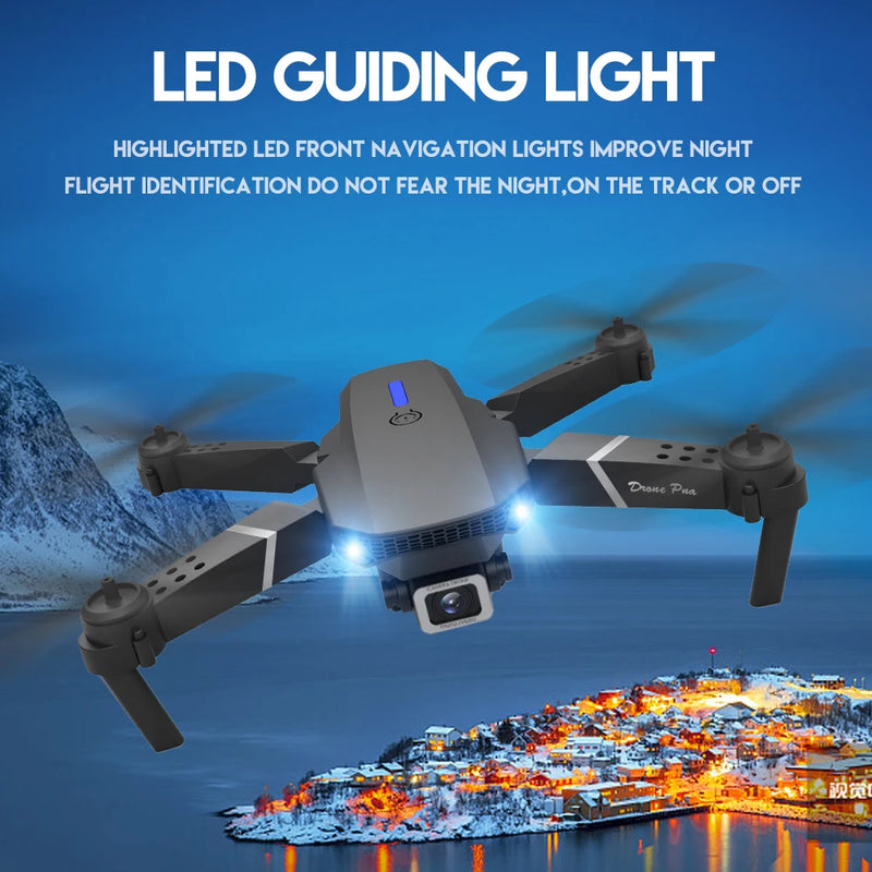 Drone profissional E88 WIFI FPV grande angular HD 4K 1080P