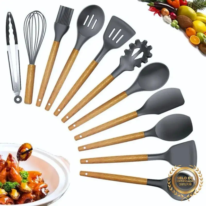 Jogo de Cozinha Kit C/12 Peças de Silicone - Utensílios para Cozinha