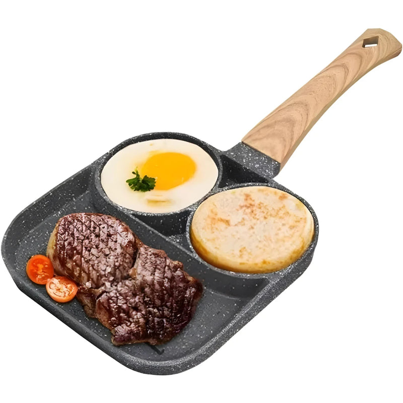 Frigideira antiaderente com 3 divisórias