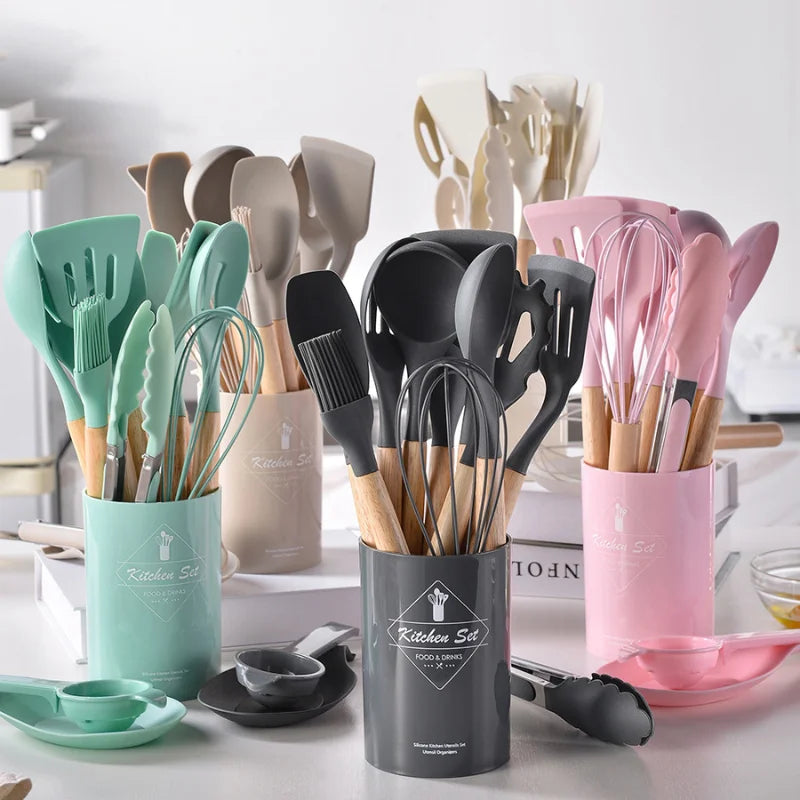 Jogo de Cozinha Kit C/12 Peças de Silicone - Utensílios para Cozinha