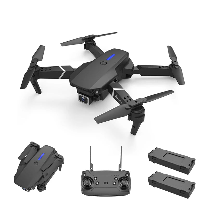 Drone profissional E88 WIFI FPV grande angular HD 4K 1080P