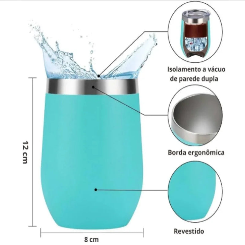 Copo Térmico 360ml - Em Aço Inox Conserva Líquido Quente E Frio