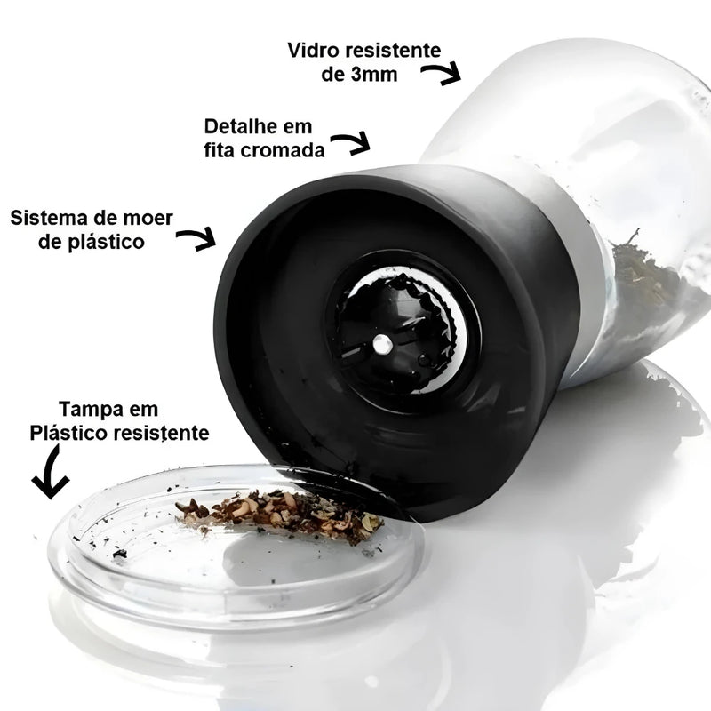 Kit 2 Moedor Temperos - Triturador de Vidro e Inox