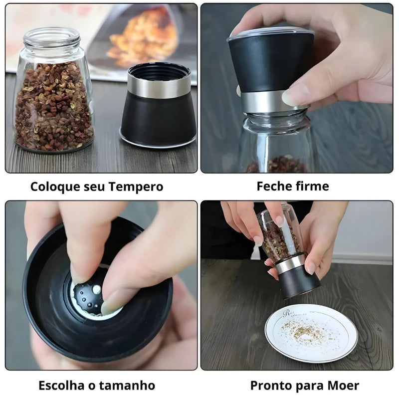 Kit 2 Moedor Temperos - Triturador de Vidro e Inox