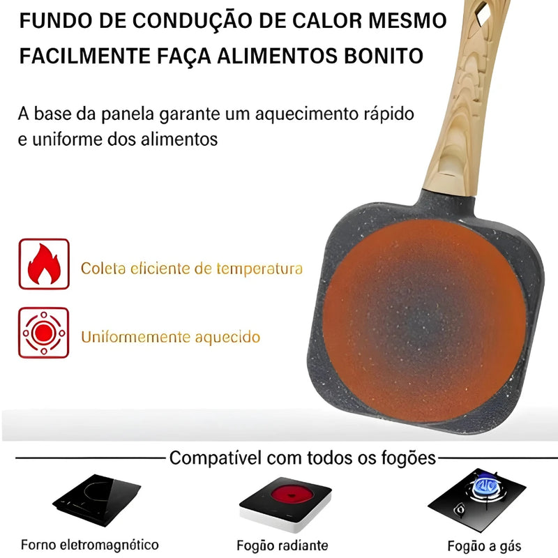 Frigideira antiaderente com 3 divisórias