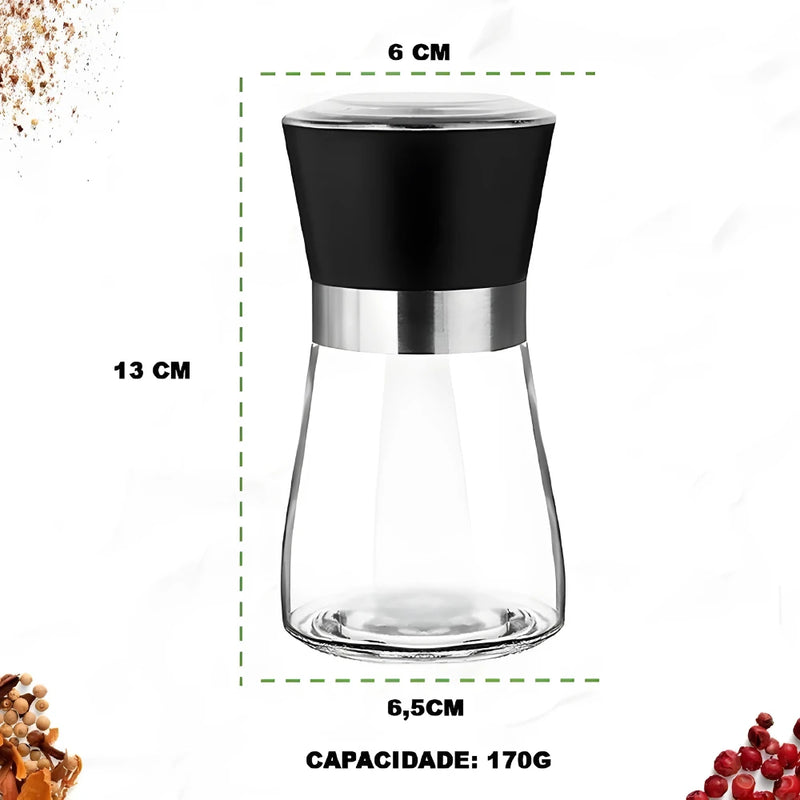Kit 2 Moedor Temperos - Triturador de Vidro e Inox