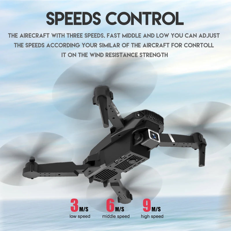 Drone profissional E88 WIFI FPV grande angular HD 4K 1080P