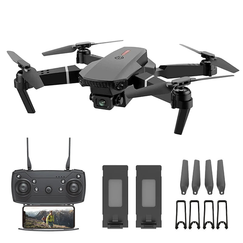 Drone profissional E88 WIFI FPV grande angular HD 4K 1080P
