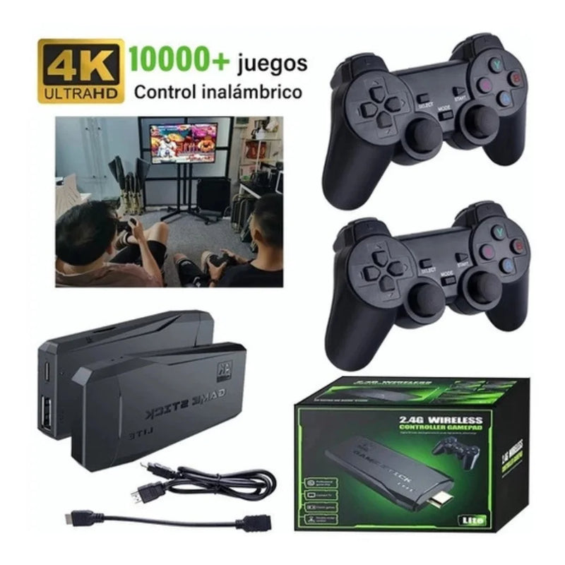 Videogame 4K Stick com 20.000 jogos retrô clássicos + 2 controles sem fio