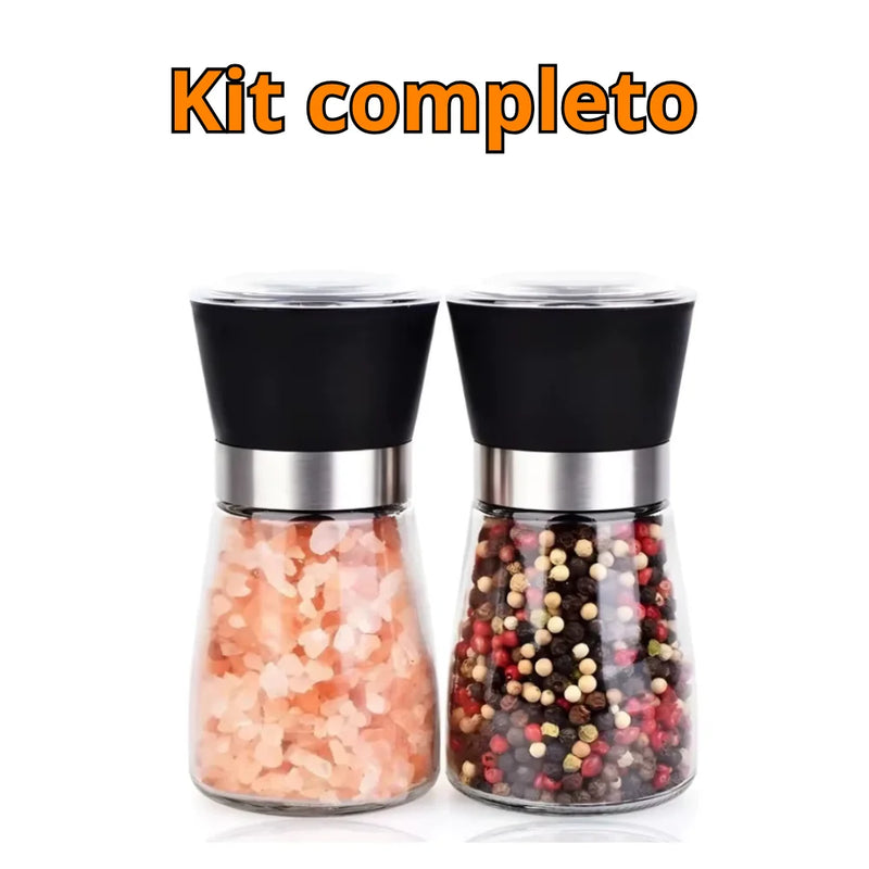 Kit 2 Moedor Temperos - Triturador de Vidro e Inox