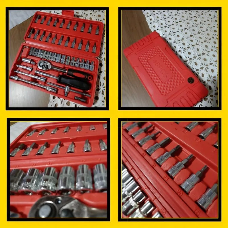 Kit Chaves Soquetes Catraca Reversíveis 46 Peças + Estojo