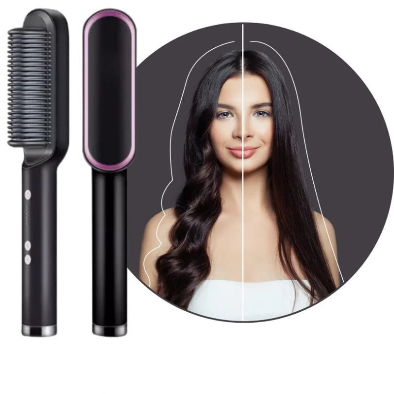 Escova De Cabelo 3 em 1 Elétrica com Pente De Aquecimento Para Alisadorc