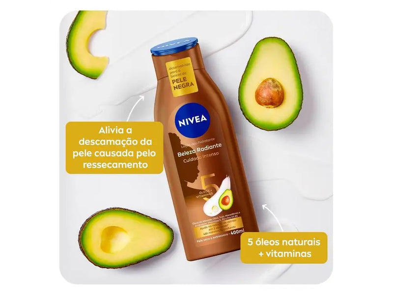 Creme Hidratante Corporal para Peles Secas Nivea Beleza Radiante Cuidado Intenso 400ml