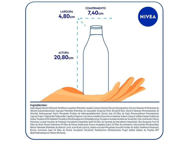 Creme Hidratante Corporal para Peles Secas Nivea Beleza Radiante Cuidado Intenso 400ml