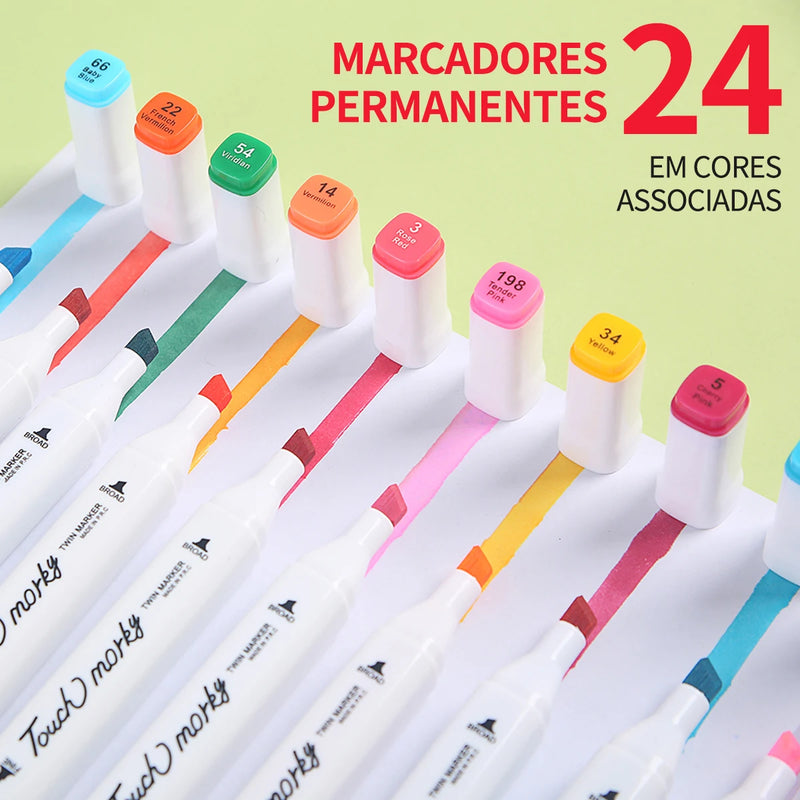 Caneta marcadora dupla Oely 24/36/48/60/80 cores