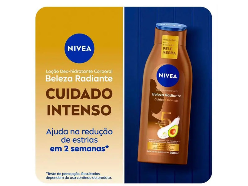 Creme Hidratante Corporal para Peles Secas Nivea Beleza Radiante Cuidado Intenso 400ml